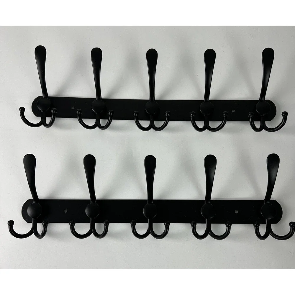 Dseap Coat Rack Wall Mounted 10 Tri Hooks Heavy Duty Stainless Steel Black F29